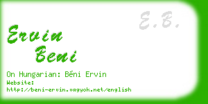 ervin beni business card